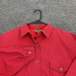 Roper Button Up Womens L Red Grid Embroidered Western Cowboy Rodeo Casual
